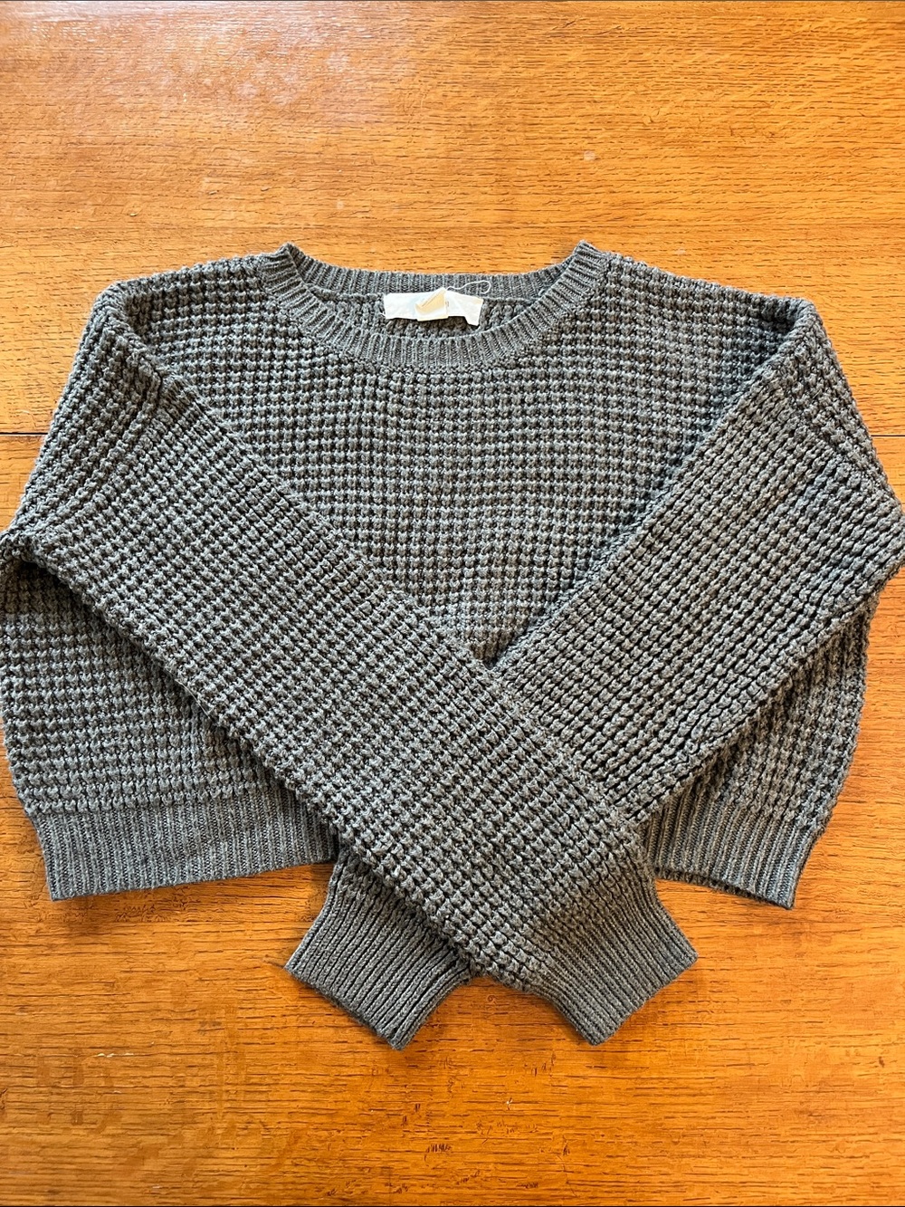 Forever 21 Charcoal Waffle Knit Crewneck Sweater